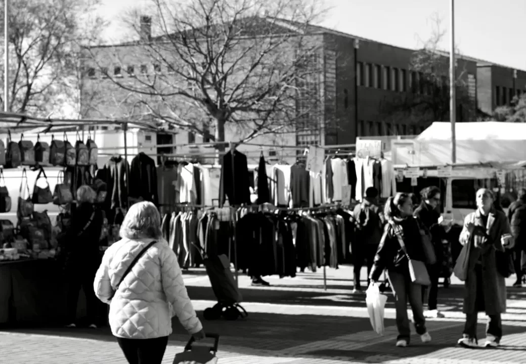 Second-hand flea market in Madrid with antique stalls
